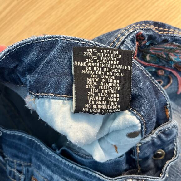 Grace in LA Distressed Floral Embroidered Skinny Size 26 Jeans Vintage Cute! - Picture 10 of 15